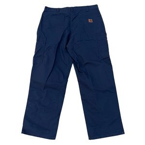 Carhartt Dungaree Fit Mens Canvas Pants Size 36x30 Navy Blue Loose Carpenter